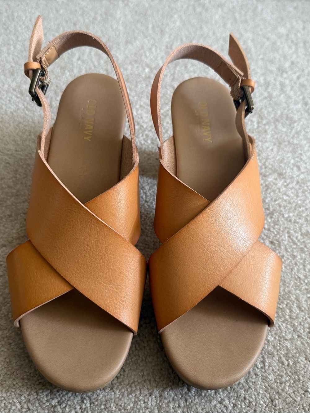 Old Navy Tan Cross-Strap Slingback Sandals